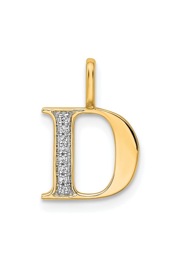 14K Diamond Letter D Initial Pendant