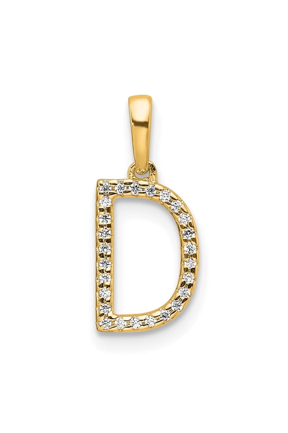 14K Diamond Letter D Initial Pendant