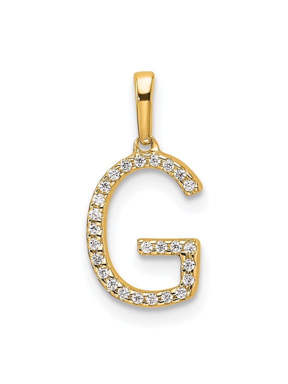 14K Diamond Letter G Initial Pendant
