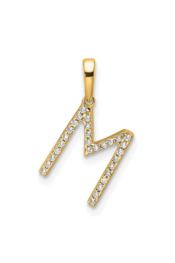 14K Diamond Letter M Initial Pendant