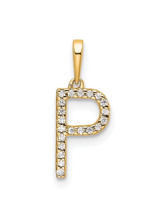 14K Diamond Letter P Initial Pendant