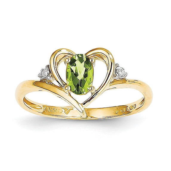 14K Diamond & Peridot Ring