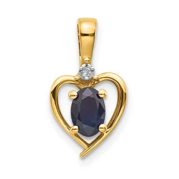 14K Diamond & Sapphire Pendant in 14k Yellow Gold