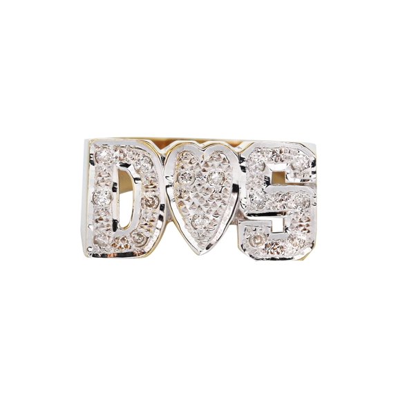 14K Diamond Two Tone Gold Initials Name Ring | Style #109