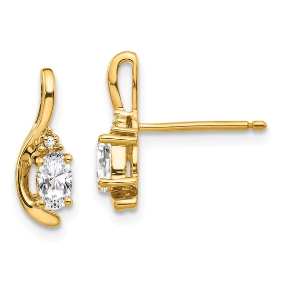 14K Diamond & White Topaz Earrings in 14k Yellow Gold