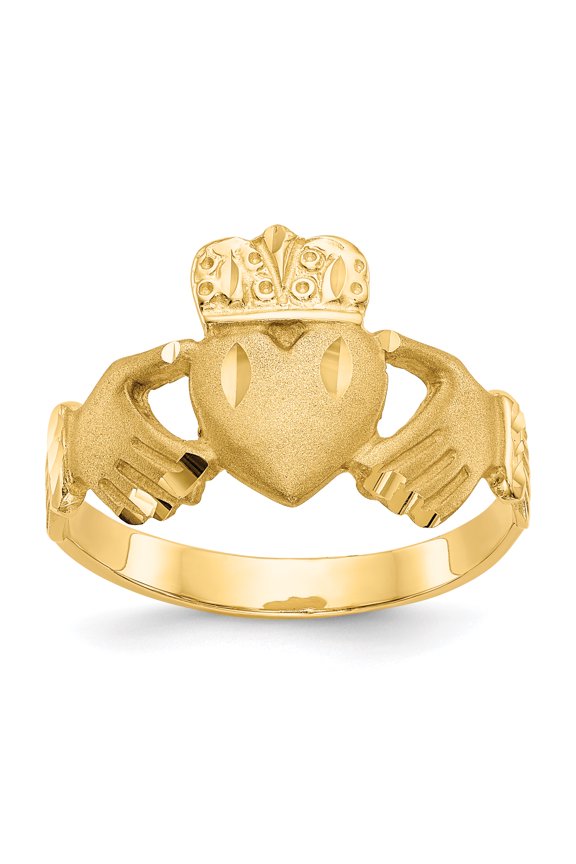 14K Diamond-cut Claddagh Ring