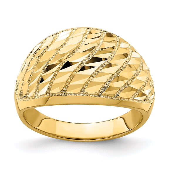 14K Diamond-cut Lattice Pattern Dome Ring K4611