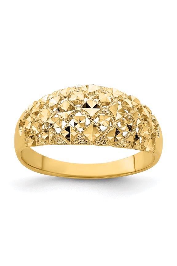 14K Diamond-cut Mini Diamond Pattern Dome Ring K4612