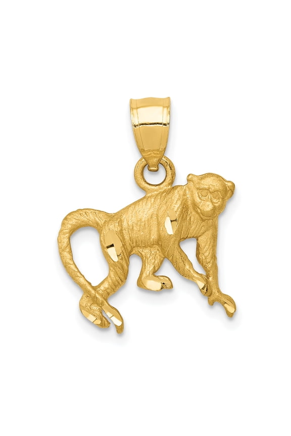 14K Diamond-cut Monkey Pendant