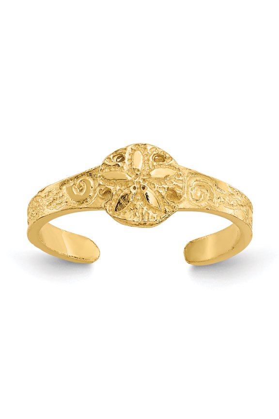 14K Diamond-cut Sand Dollar Toe Ring