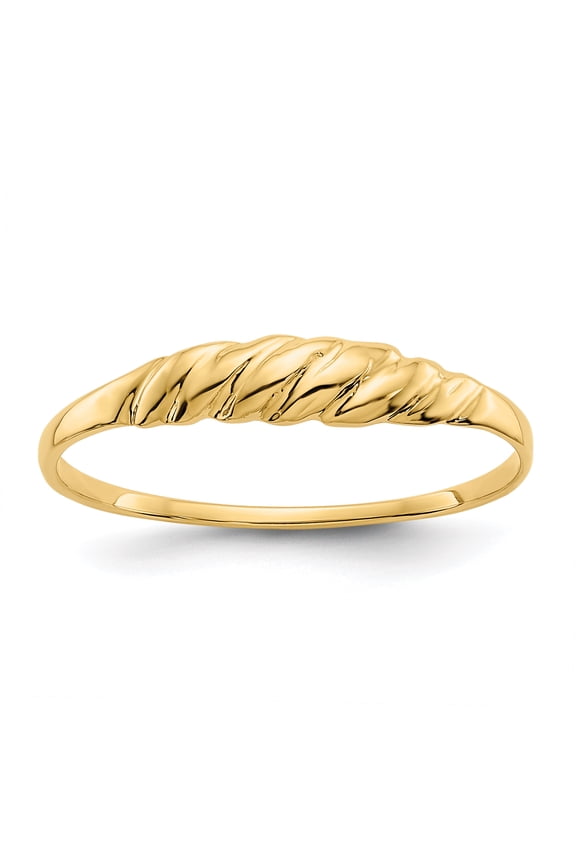 14K Diamond-cut Textured Ridged Dome Ring