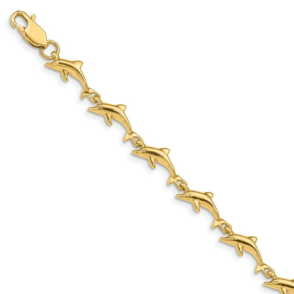 14K Dolphin Bracelet in 14k Yellow Gold