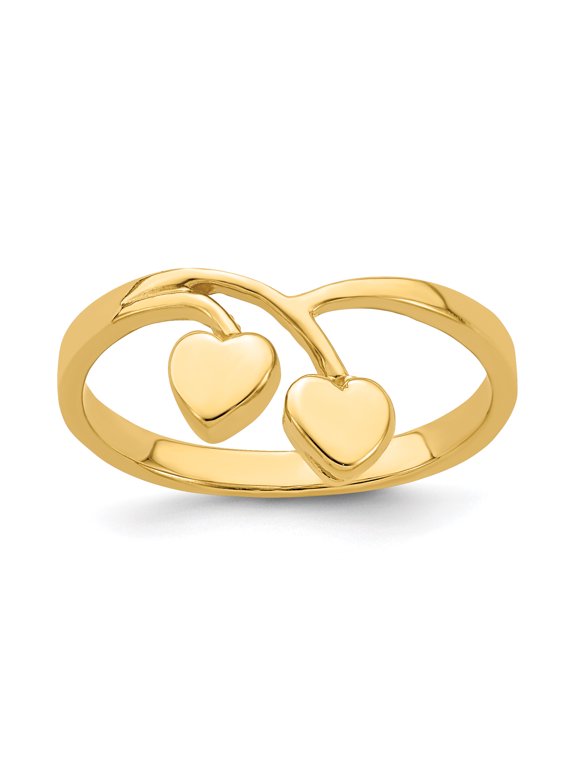 14K Double Heart Drop Ring K4576
