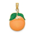 thumbnail image 1 of FJC Finejewelers 14k Yellow Gold Enamel Orange with Stem Leaf Charm, 1 of 2