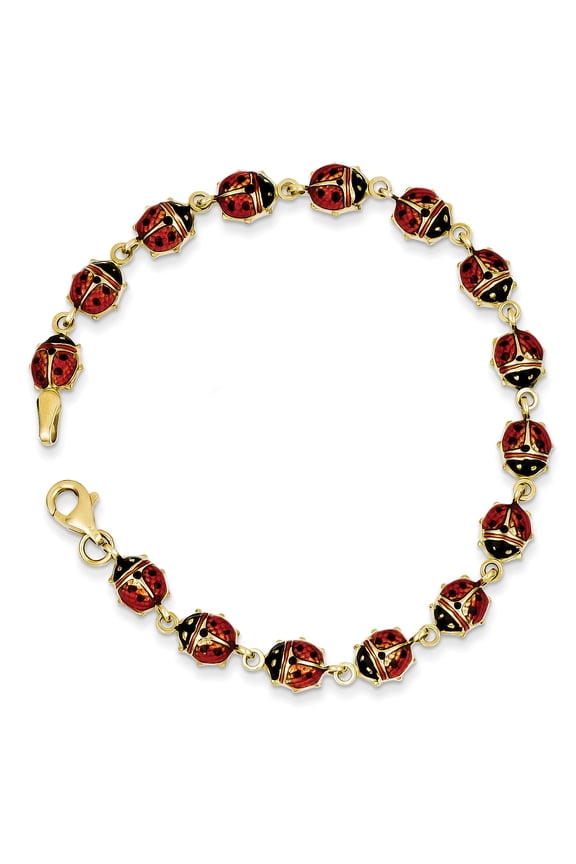 14K Enamel & Resin Ladybug Bracelet