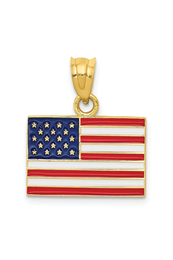 14K Enameled United States Flag Pendant