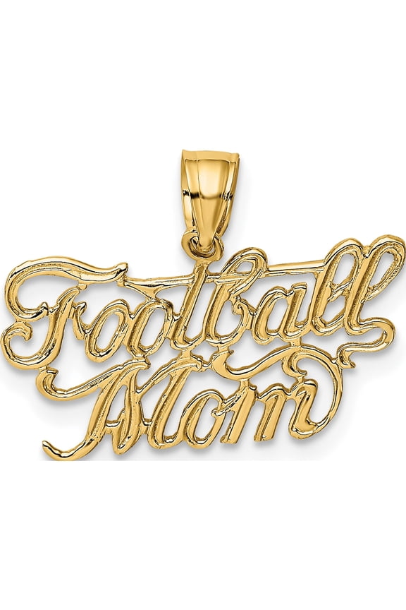 14K FOOTBALL MOM Charm Yellow Gold Polished Gorgeous Vibrant Timeless Designed for those who cherish timeless beauty