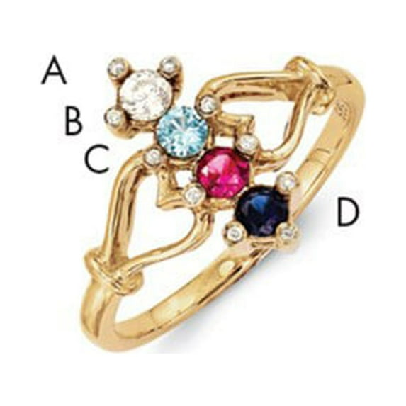 14K Family Jewelry Diamond Semi-Set Ring in 14k Yellow Gold - Size 7