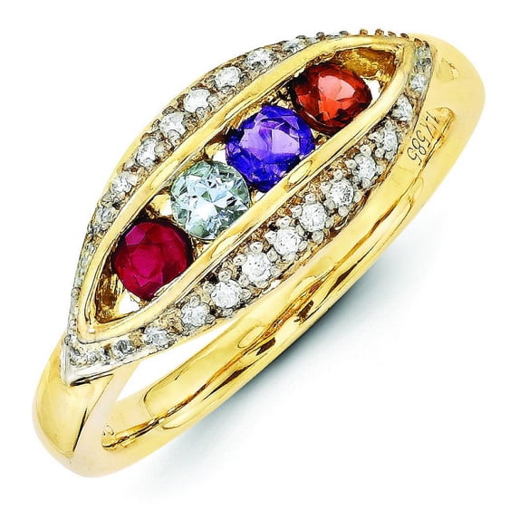 14K Family Jewelry Synthetic Stone & Diamond Set Ring XMR32/4SY