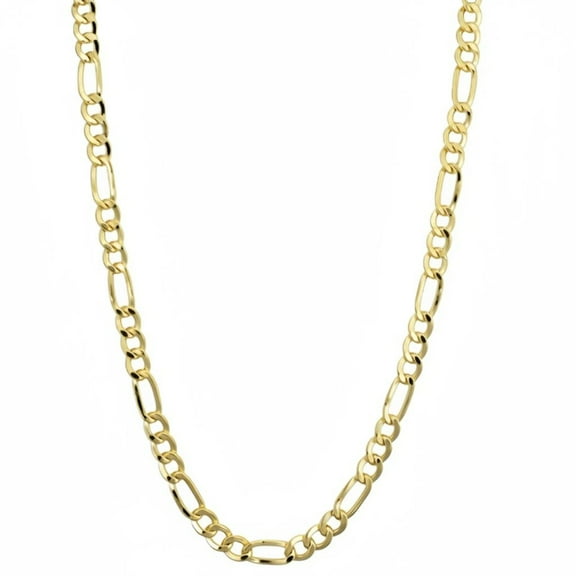 Incredible Chic in 14K Gold Figaro Chain Necklace, 22" Unisex Jewelry Plated, Strong Clasp