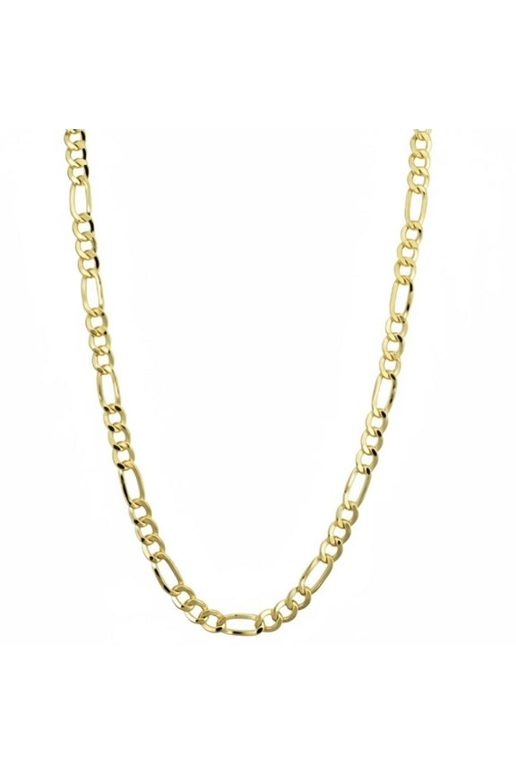 Incredible Chic in 14K Gold Figaro Chain Necklace, 22" Unisex Jewelry Plated, Strong Clasp