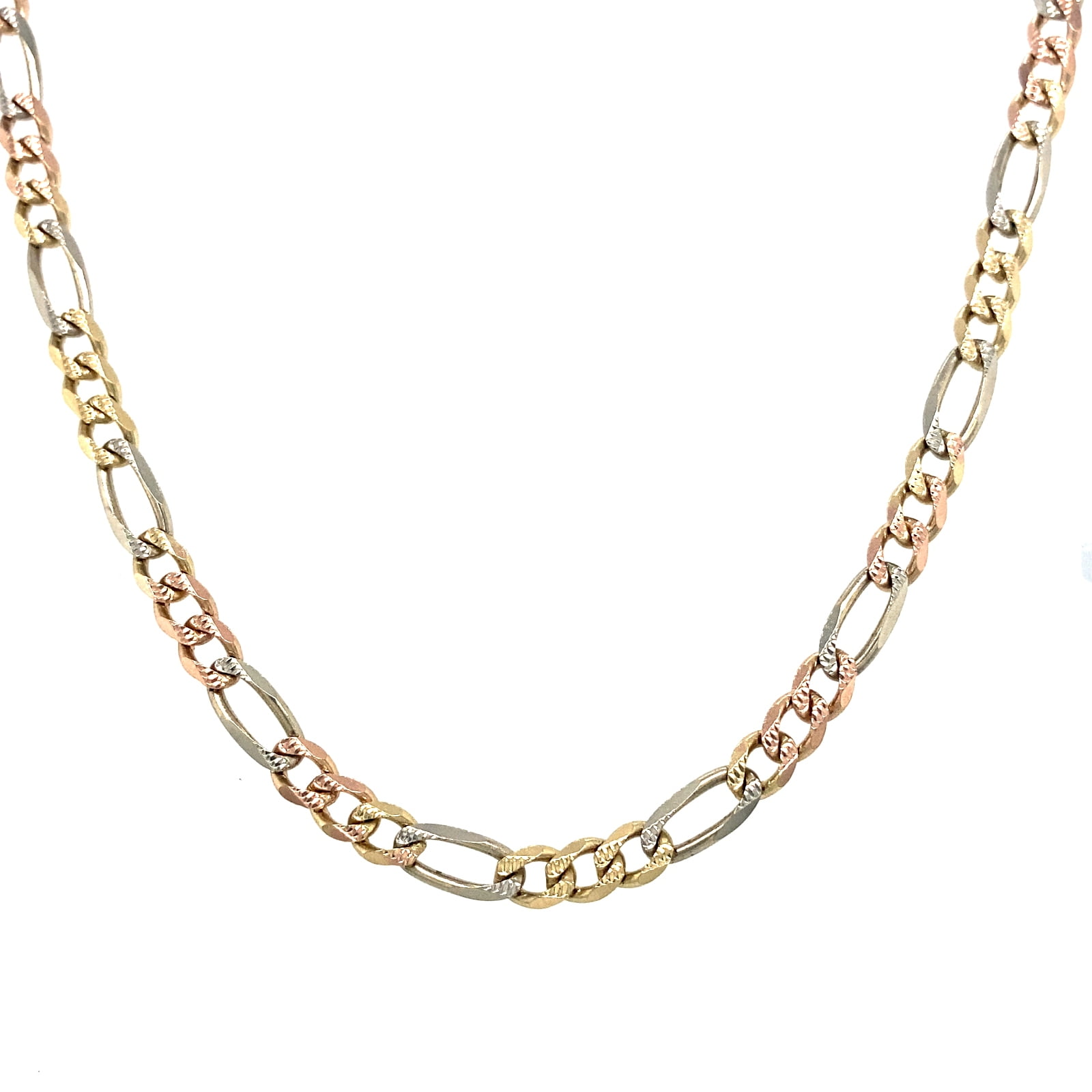 14K Figaro Italian Tri-Color Gold Chain (3, 20