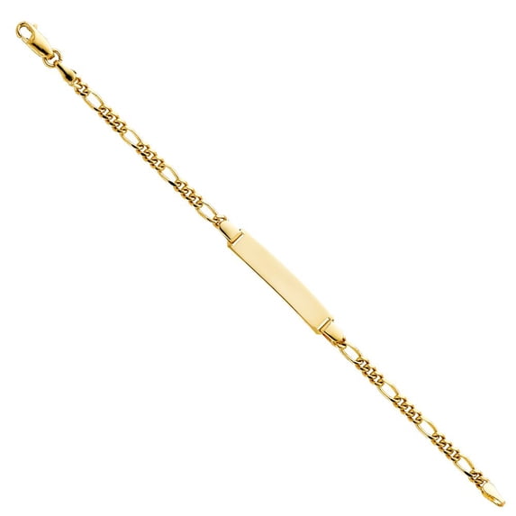 14K Figaro Plain Baby ID Bracelet - 6"