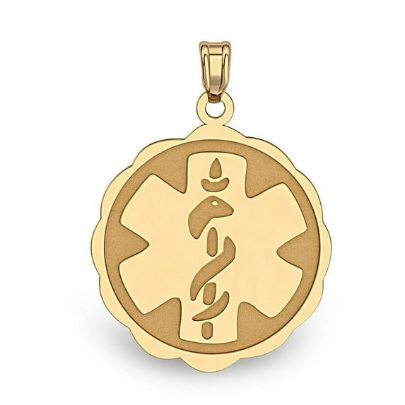 14K Filled Gold Floral Curved Medical Charm - 3/4 inch x 3/4 inch