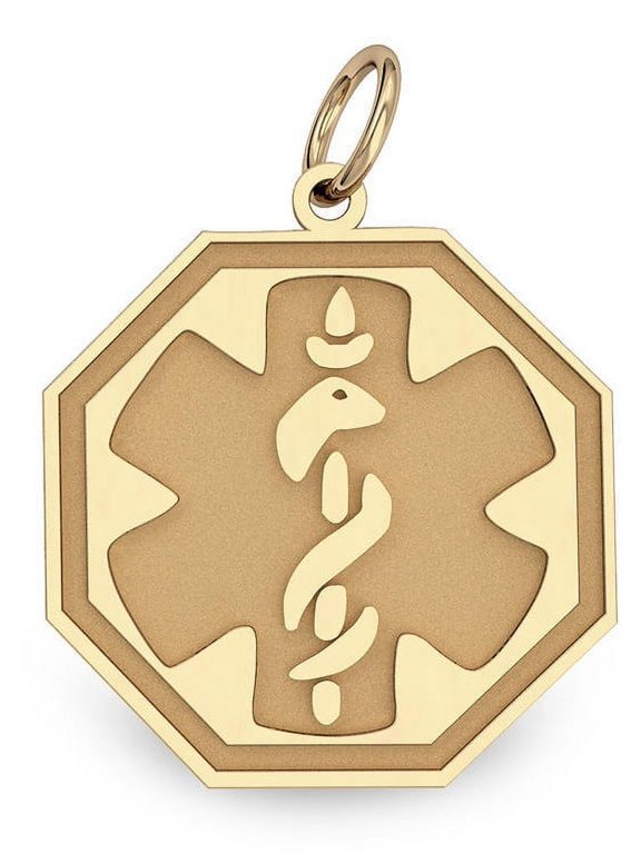 14K Filled Gold Octagon Medical Charm - 3/4 Inch x 3/4 Inch
