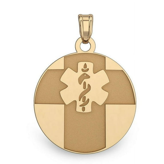 14K Filled Gold Round Medical Pendant - 3/4 Inch X 3/4 Inch