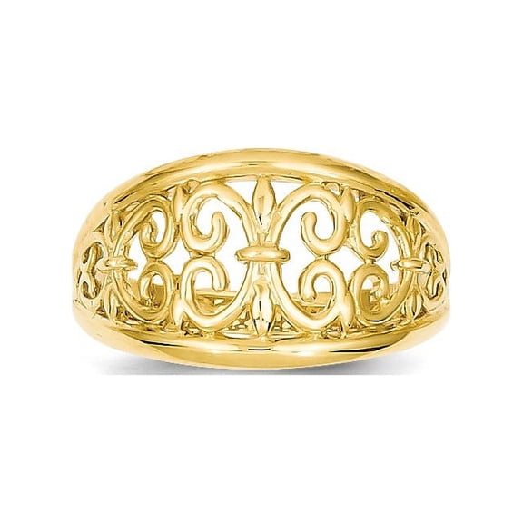 14K Fleur-De-Lis Tapered Ring