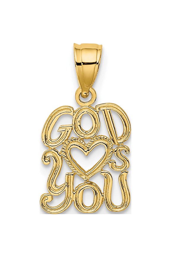 14K GOD HEARTS YOU Charm Yellow Gold Polished Glamorous Stunning Alluring Made for expressing your unique story