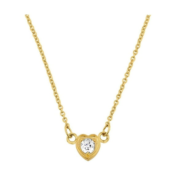 14K GOLD DIAMOND DAINTY HEART NECKLACE : 18"