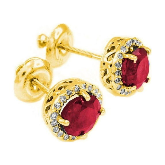 14K GOLD DIAMOND RUBY EARRINGS