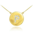 thumbnail image 1 of 14K GOLD LETTER "P" INITIAL DIAMOND DISC NECKLACE :  22", 1 of 1