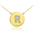 thumbnail image 1 of 14K GOLD LETTER "R" INITIAL DIAMOND DISC NECKLACE :  22", 1 of 1