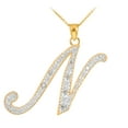 thumbnail image 1 of 14K GOLD LETTER SCRIPT "N" DIAMOND INITIAL PENDANT NECKLACE :  Pendant with 20" chain, 1 of 1
