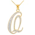 thumbnail image 1 of 14K GOLD LETTER SCRIPT "Q" DIAMOND INITIAL PENDANT NECKLACE - Pendant with 20" chain, 1 of 1