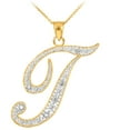 thumbnail image 1 of 14K GOLD LETTER SCRIPT "T" DIAMOND INITIAL PENDANT NECKLACE :  Pendant with 20" chain, 1 of 1