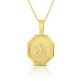 thumbnail image 1 of 14K GOLD PLATED STERLING SILVER GUARDIAN ANGEL MEDAL OCTAGON PENDANT NECKLACE, 1 of 2