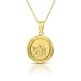 thumbnail image 1 of 14K GOLD PLATED STERLING SILVER GUARDIAN ANGEL MEDAL ROUND PENDANT NECKLACE, 1 of 2