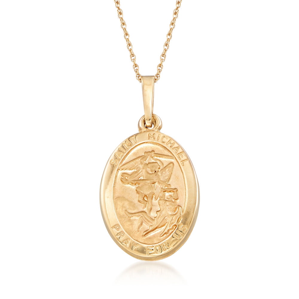 14K GOLD ST. MICHAEL PENDANT AND 18" CHAIN