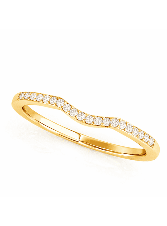 Wavy Band F-G Lab Grown Diamond Wedding Ring 0.10 ct. t.w. 14k, Yellow Gold (Gift Box)