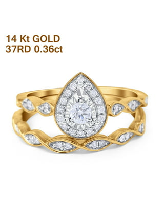 Glitz Design Princess Cut Quad Halo Wedding Ring Set w/ Enhancer Bands Bridal 18K Gold White Gold / 6.5