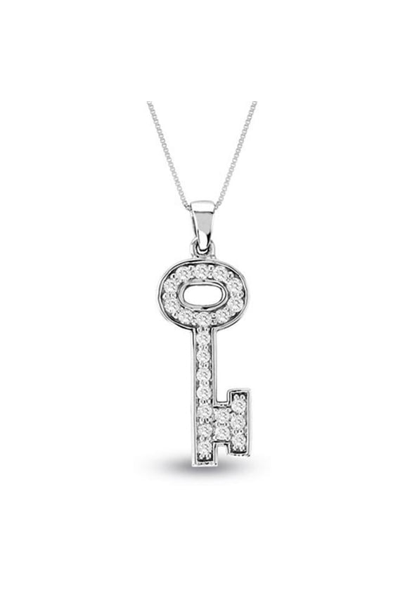 14K Gold 0.40 Ct. Diamond Key Pendant With 16 in. Chain