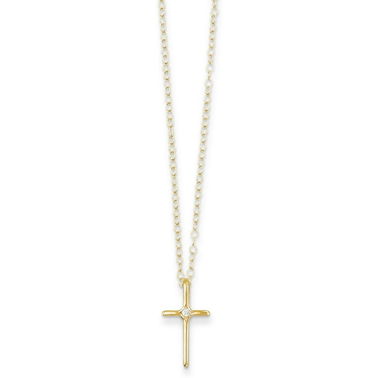 14k Yellow Gold Children's .01ct Diamond Cross 15 14k Yellow Gold Children's .01ct Diamond Cross 15