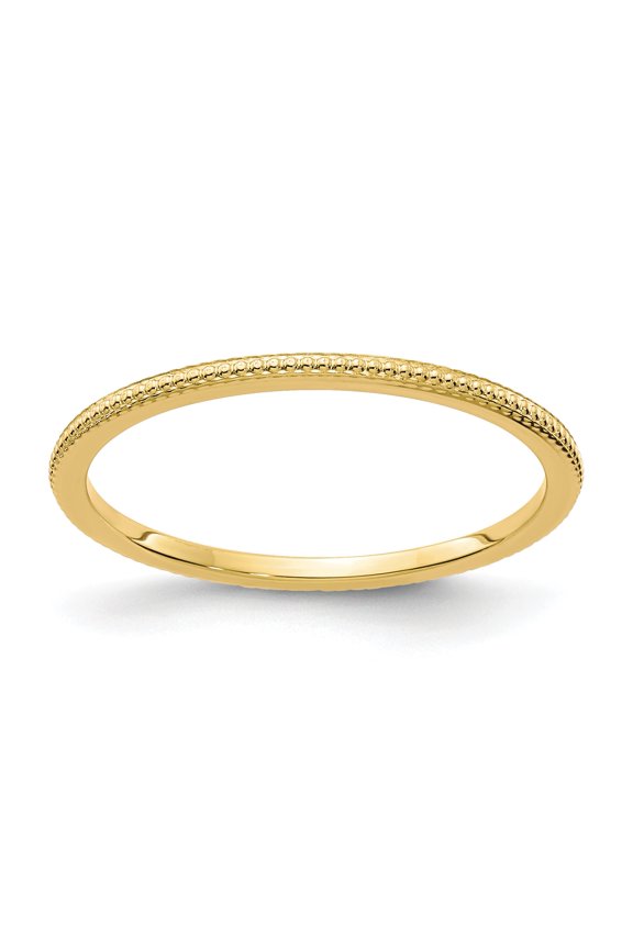 14K Gold 1.2mm Bead Stackable Band - Size 7.5