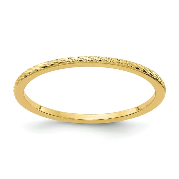14K Gold 1.2mm Twisted Wire Pattern Stackable Band - Size 7