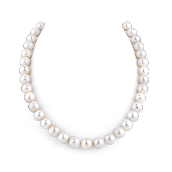 14K Gold 10-11mm AAA Quality White Freshwater Cultured Pearl Necklace for Women in 16 Choker Length