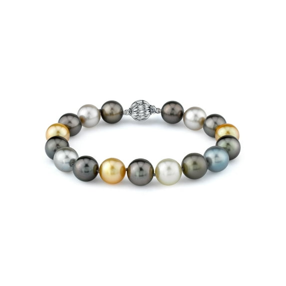 14K Gold 11-12mm Tahitian & Golden South Sea Cultured Pearl Bracelet